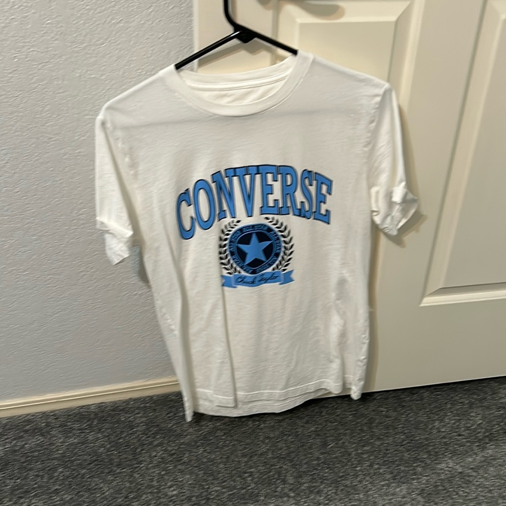 White and blue converse T-shirt